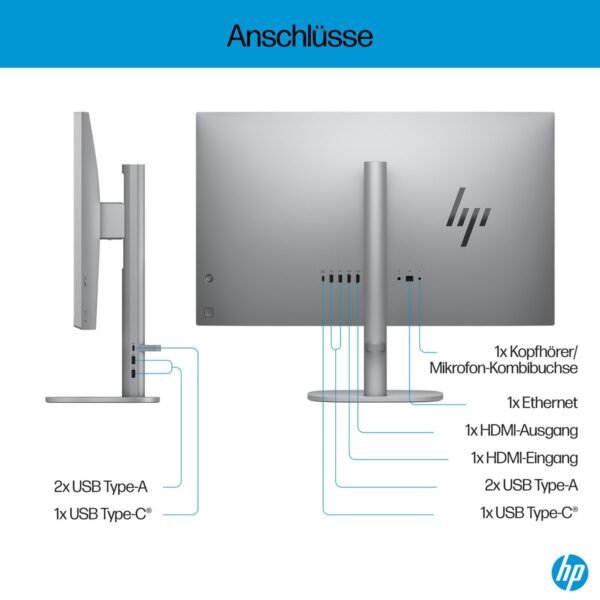 HP OmniStudio X 27-cs0770ng, All in One PC mit 27 Zoll Display, Intel® Core™ Ultra 7 Prozessor, 32 GB RAM, 1000 GB SSD, Silber
