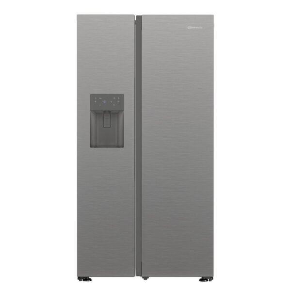BAUKNECHT SBS IW E90 Pearl, Wasser- & Eiswürfelspender, Side by Side (578 l, E, 1790 mm hoch, Edelstahloptik)