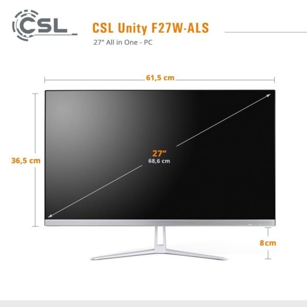 CSL Unity F27W-ALS, All-in-One-PC mit 27 Zoll Display, 8 GB RAM, 1000 GB SSD, Weiß