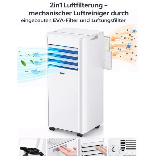 JUNG RAKS PRO AIR 9 9000BTU mobiles Klimagerät Weiß (Max. Raumgröße: 20 m², EEK: A)