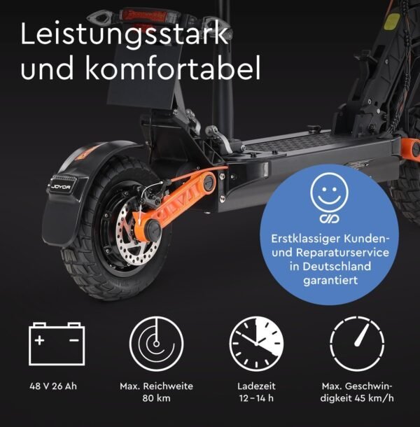 JOYOR S8E Elektroroller mit Sitz 45 km/h E-Scooter (10 Zoll, Schwarz)