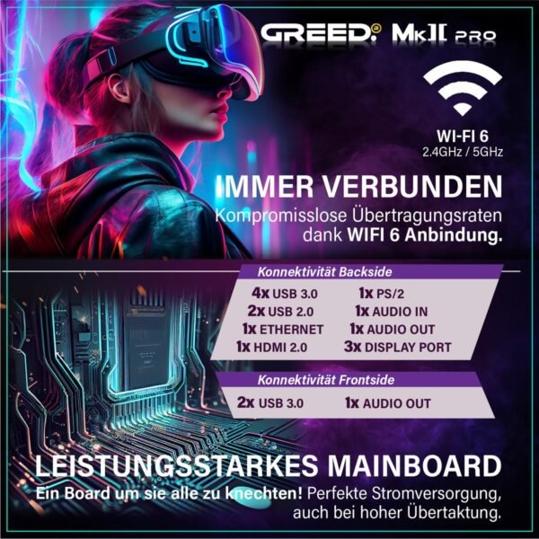GREED MK2 Pro AMD – 32GB RAM, Gaming PC mit AMD Ryzen™ 7 Ryzen 7 5700X Prozessor, 32 GB RAM, 1 TB SSD, NVIDIA GeForce RTX™ 5070, Windows 11 Pro
