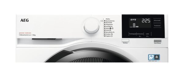 7332543840687_2.jpg AEG TR8T60685 Wärmepumpentrockner Serie 8000 AbsoluteCare® mit Trommelsteuerung (8 kg, Weiß / Schwarz / Weiß)